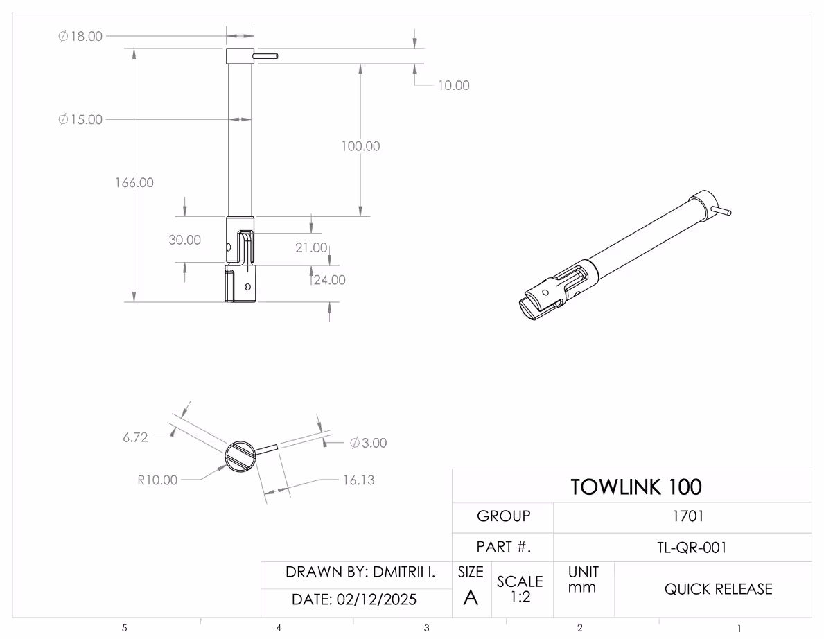 Technical drawing of the quick release mechanism